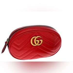 Gucci GG Marmont Red Quilted Leather Belt Bag